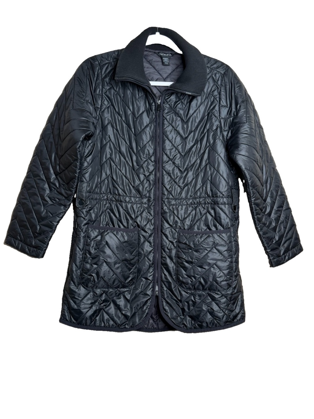 ATHLETA Mendocino Black Quilted Parka Puffer Coat Jacket Women’s Sz S Full Zip